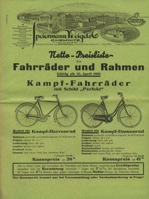 Esweco bicycle and motorcycle program 1931