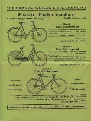 Esweco Fahrrad und Motorfahrrad Programm 1931