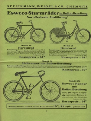 Esweco Fahrrad und Motorfahrrad Programm 1931