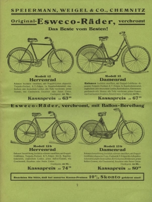 Esweco bicycle and motorcycle program 1931