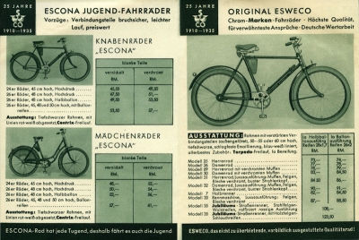 Esweco Fahrrad Programm 1935