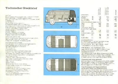 VW T 1 Kleinbus Prospekt ca. 1960