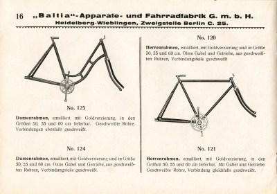 Baltia Fahrrad Programm ca. 1927