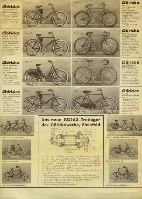 Göricke Fahrrad Programm 1938