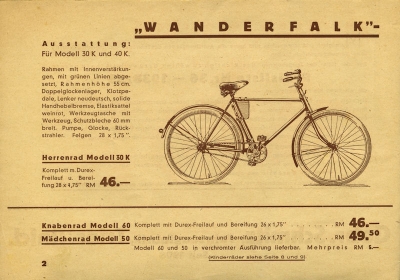 Schmitz Fahrrad Programm 1938/39