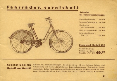Schmitz Fahrrad Programm 1938/39