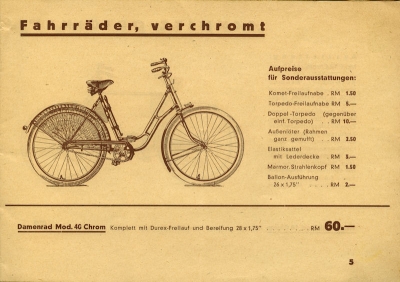 Schmitz Fahrrad Programm 1938/39