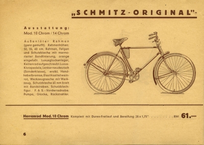 Schmitz Fahrrad Programm 1938/39