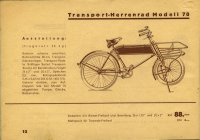 Schmitz Fahrrad Programm 1938/39