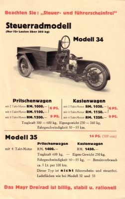 Mayr Dreiräder Prospekt 1932