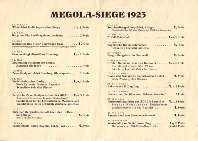 Megola motorsport brochure 1923