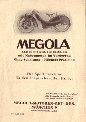 Megola motorsport brochure 1923