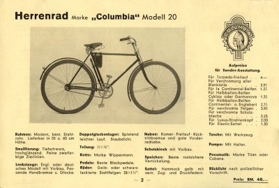 Goldberg Drachenfels Fahrrad Programm 1934