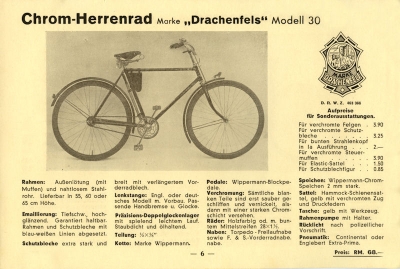 Goldberg Drachenfels bicycle program 1934