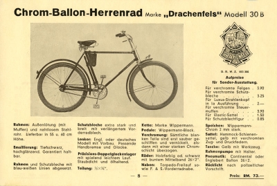 Goldberg Drachenfels Fahrrad Programm 1934