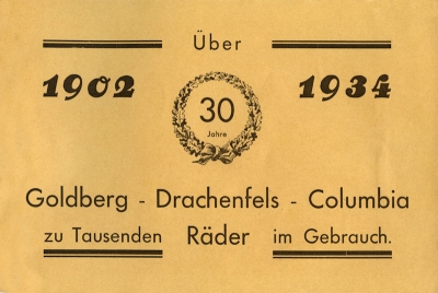 Goldberg Drachenfels Fahrrad Programm 1934