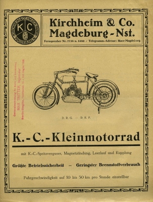 KC motorcycle brochure ca. 1922