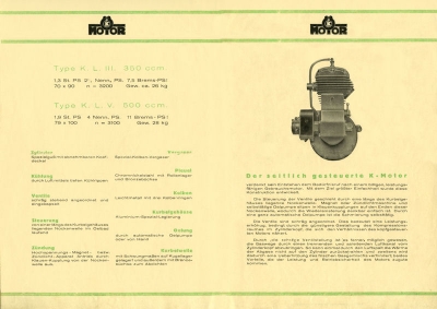 Küchen Motoren 350 ccm u. 500 ccm Prospekt 1920er Jahre