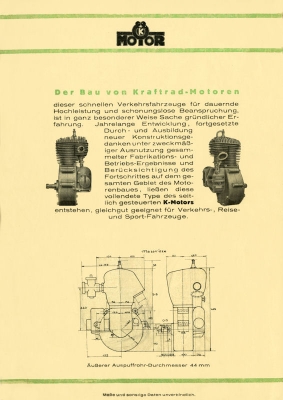 Küchen Motoren 350 ccm u. 500 ccm Prospekt 1920er Jahre