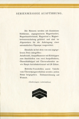Köhler Motor 344 ccm 1,9 - 8 PS Prospekt 1920er Jahre