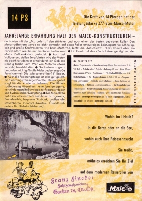Maicoletta 277 ccm Prospekt 1955
