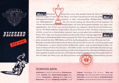 Maico Blizzard 250 ccm Prospekt 1956