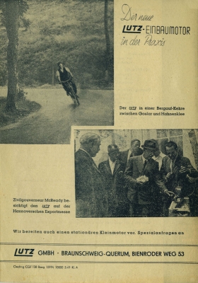 Lutz Einbaumotor Prospekt 3.1949