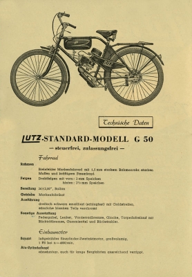 Lutz Standard Modell G 50 Prospekt 1950er Jahre