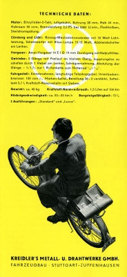 Kreidler K 50 brochure ca. 1951/1952