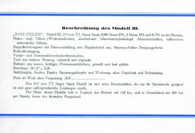 Avis Celer Programm 1931