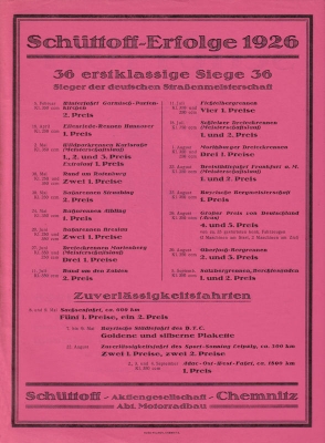 Schüttoff Klein-Plakat Sportmodelle 1926/7
