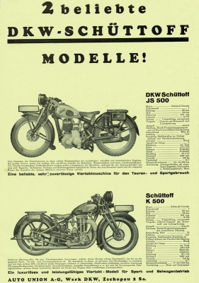 Schüttoff JS 500 + K 500 Prospekt 1932