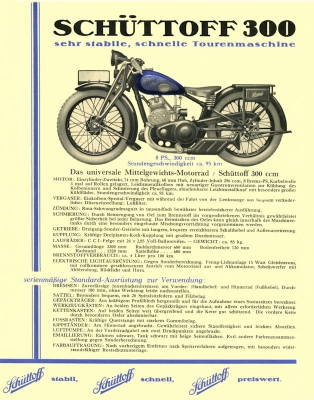 Schüttoff 200 ccm u. 300 ccm Prospekt ca. 1931