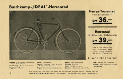 Buschkamp Fahrrad und Motorfahrrad Prospekt 1936