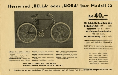 Buschkamp Fahrrad und Motorfahrrad Prospekt 1936