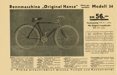 Buschkamp Fahrrad und Motorfahrrad Prospekt 1936