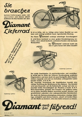 Diamant Lieferrad Fahrrad Prospekt ca. 1935