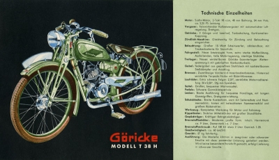 Göricke Motorfahrrad Prospekt ca. 1938