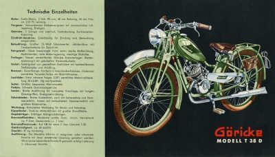 Göricke Motorfahrrad Prospekt ca. 1938