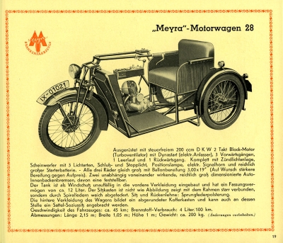 Meyra Krankenfahrzeuge program 1930s