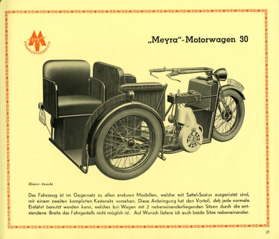 Meyra Krankenfahrzeuge Programm 1930er Jahre