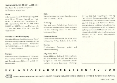 MZ ES 175/1 und 250/1 Prospekt 1964