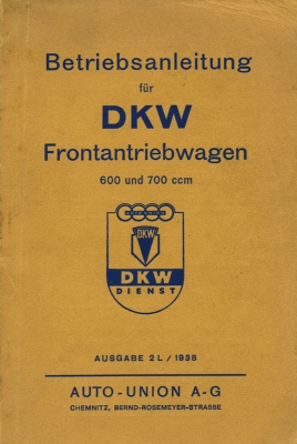 DKW Frontantriebswagen Bedienungsanleitung 5.1938