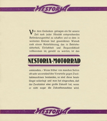 Nestoria 349 ccm brochure ca. 1925