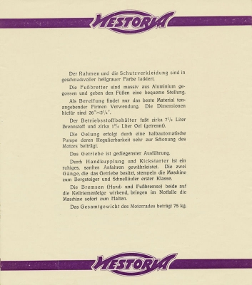 Nestoria 349 ccm brochure ca. 1925