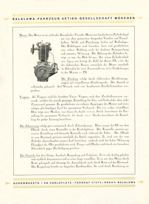 Balaluwa 350 ccm OHV brochure  1924