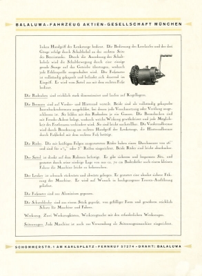 Balaluwa 350 ccm OHV brochure  1924