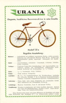 Urania Fahrrad Programm Nachtrag 1928