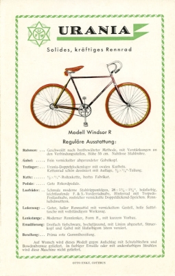 Urania Fahrrad Programm Nachtrag 1928