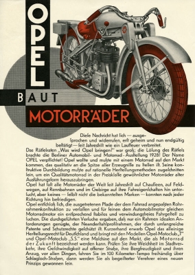 Opel Motoclub-T brochure 1928